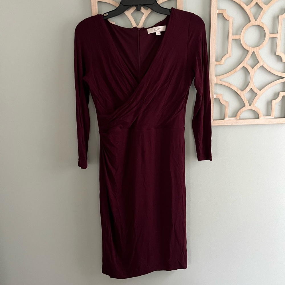 Loft wrap style surplice long sleeve dress